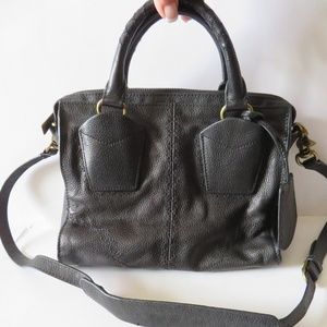 BOTKIER BLACK LEATHER PEBBLED SATCHEL SHOULDER BAG